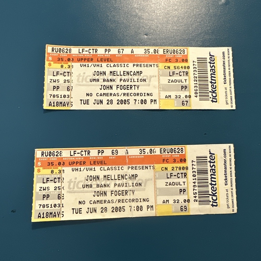 JOHN‎ COUGAR MELLENCAMP CONCERT TICKET STUB VH1 CLASSIC 2005